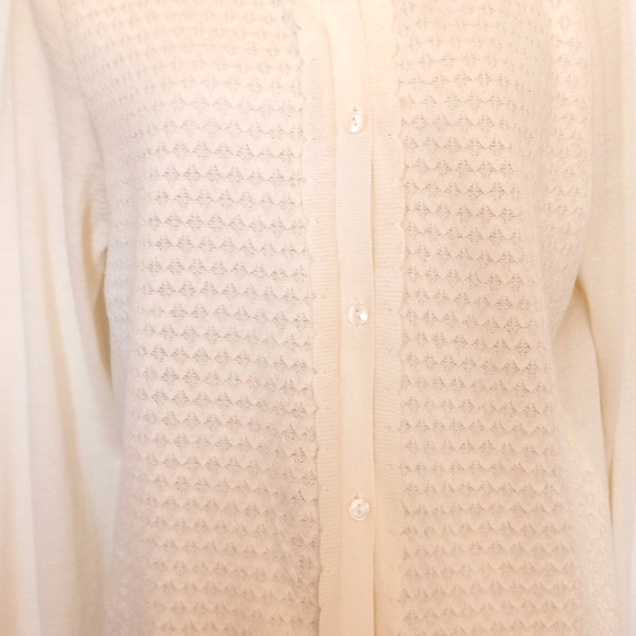 ANN TAYLOR Sweater Cream Career Casual Embellished Design XL - Picture 3 of 10